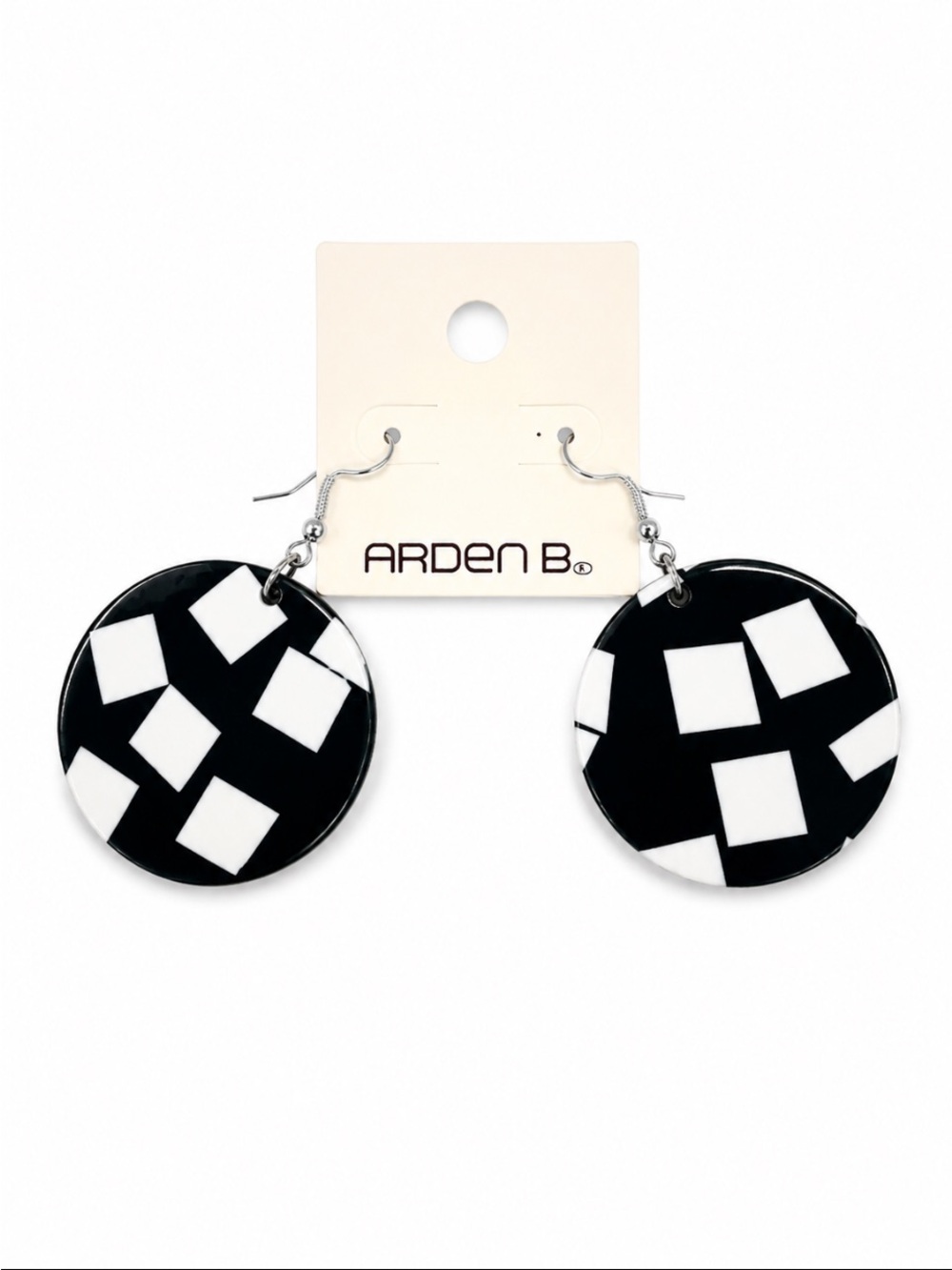 Arden B. Black & White Geometric Round Dangle Earrings